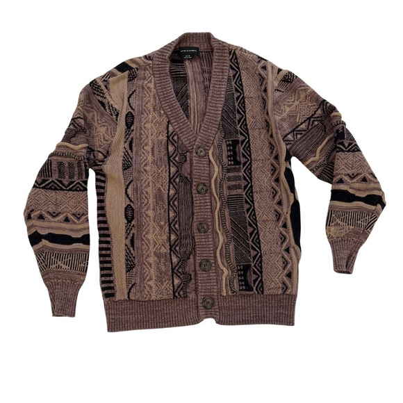 Cotton On Other - Cotton On Men's Geometric Cardigan - Brown and Black